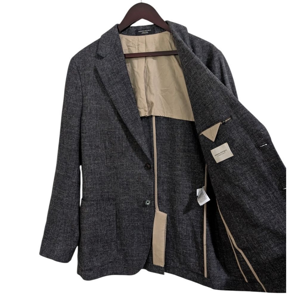 Banana Republic Tailored Slim Fit Tweed Jacket Blazer 42R Dark Charcoal Marzotto - Picture 3 of 12